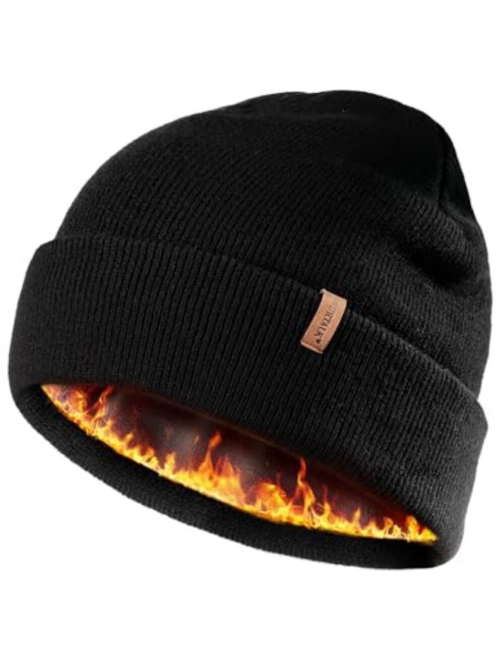 Mens Winter Fleece Lined Knit Cuffed Beanie Skull Cap